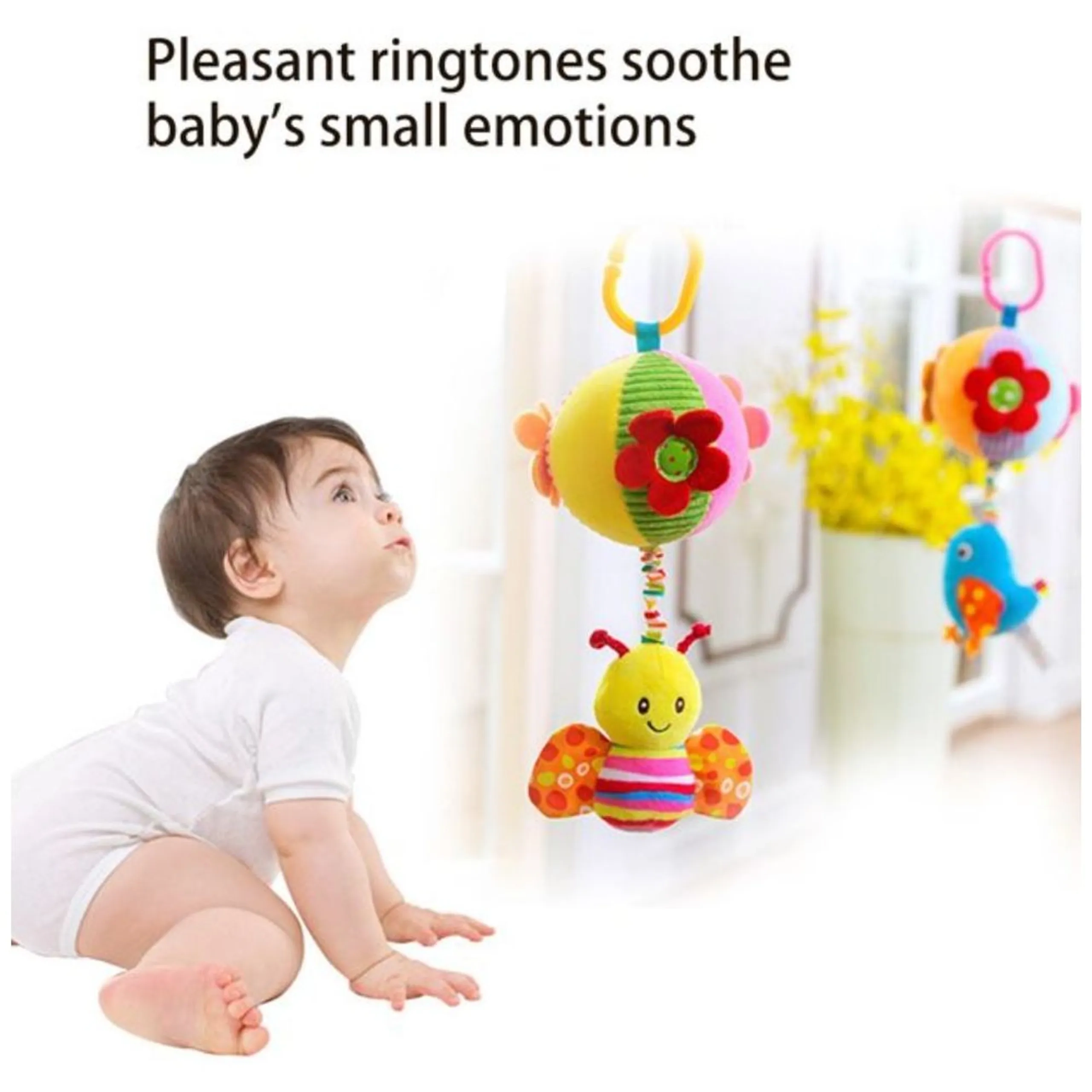 Hanging Rattle Toy - 3 months soft plush Honeybee