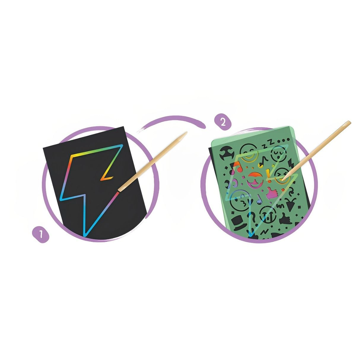 Oodles of Doodles Scratching Arts And Craft Set - 26pcs two wooden styluses