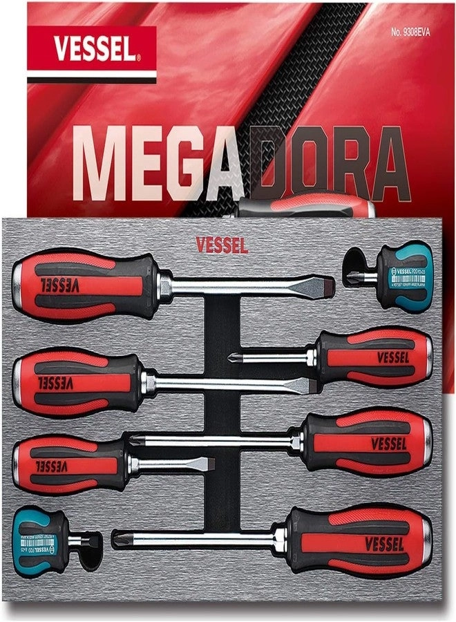 VESSEL MEGADORA Tang-Thru Screwdriver Set (8 Pcs)