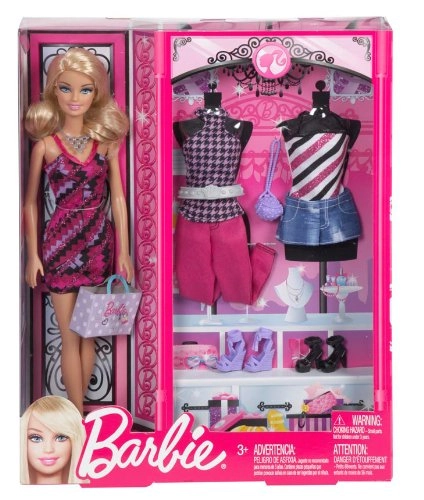 Barbie Doll and Fashions Gift Set - three complete outfits 2 handbags 3 sets of shoes