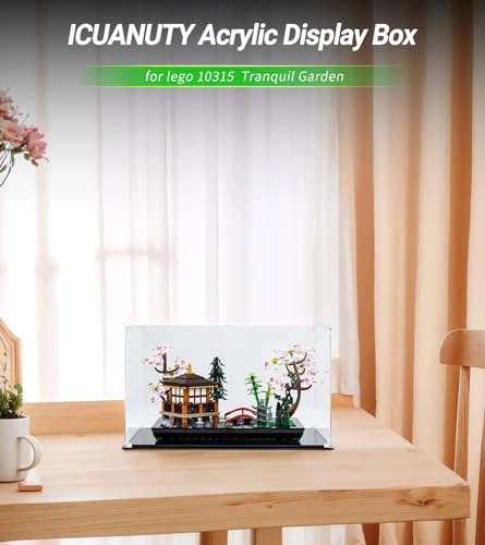 Acrylic Display Case - 40 x 25 x 25 cm Dustproof for Lego Icons Garden of Silence 10315