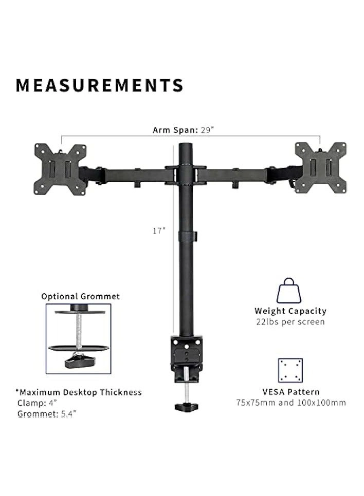 Dual LCD Monitor Desk Mount Stand - 2 27in
