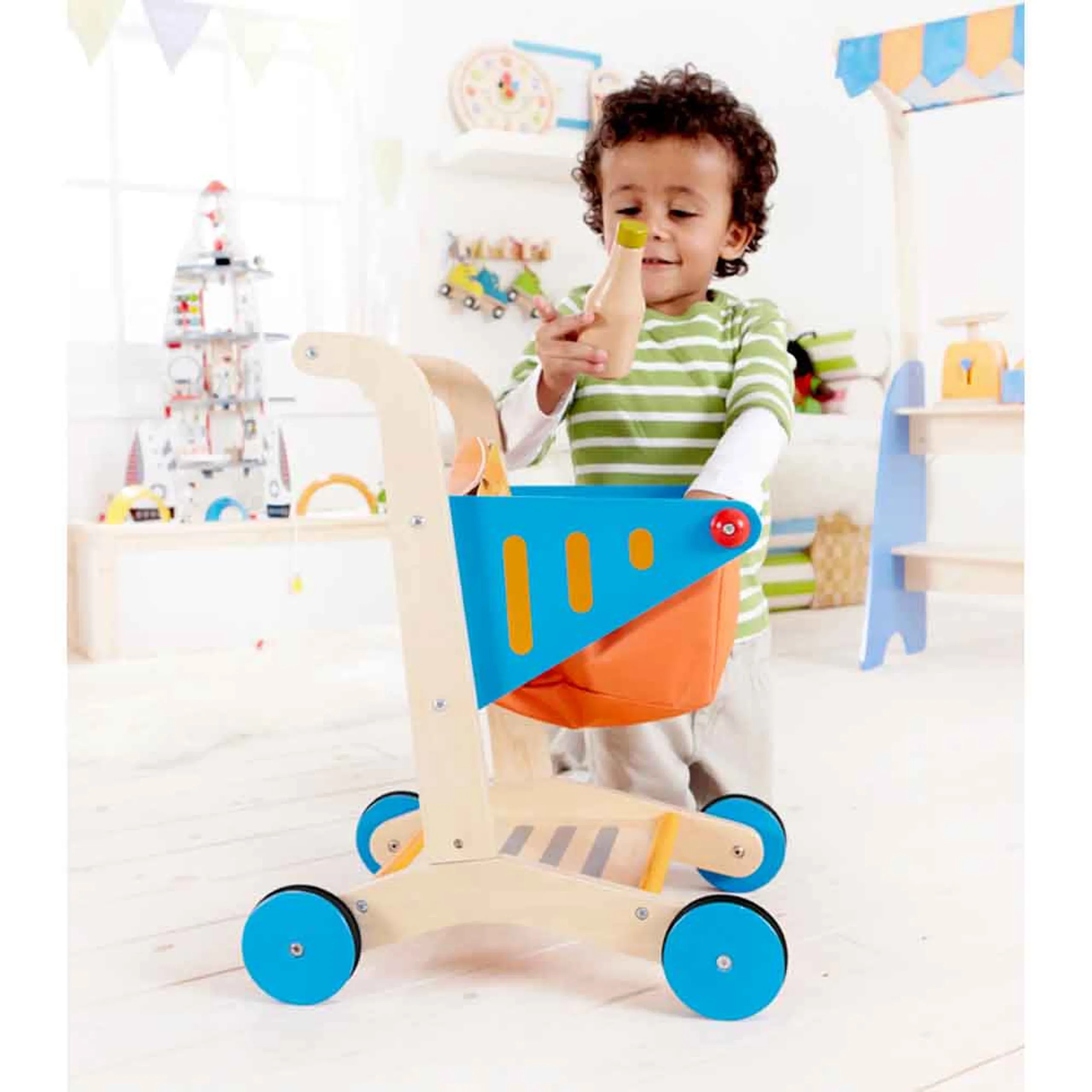 Wooden Shopping Cart Toy - Solid Wood 3 years+