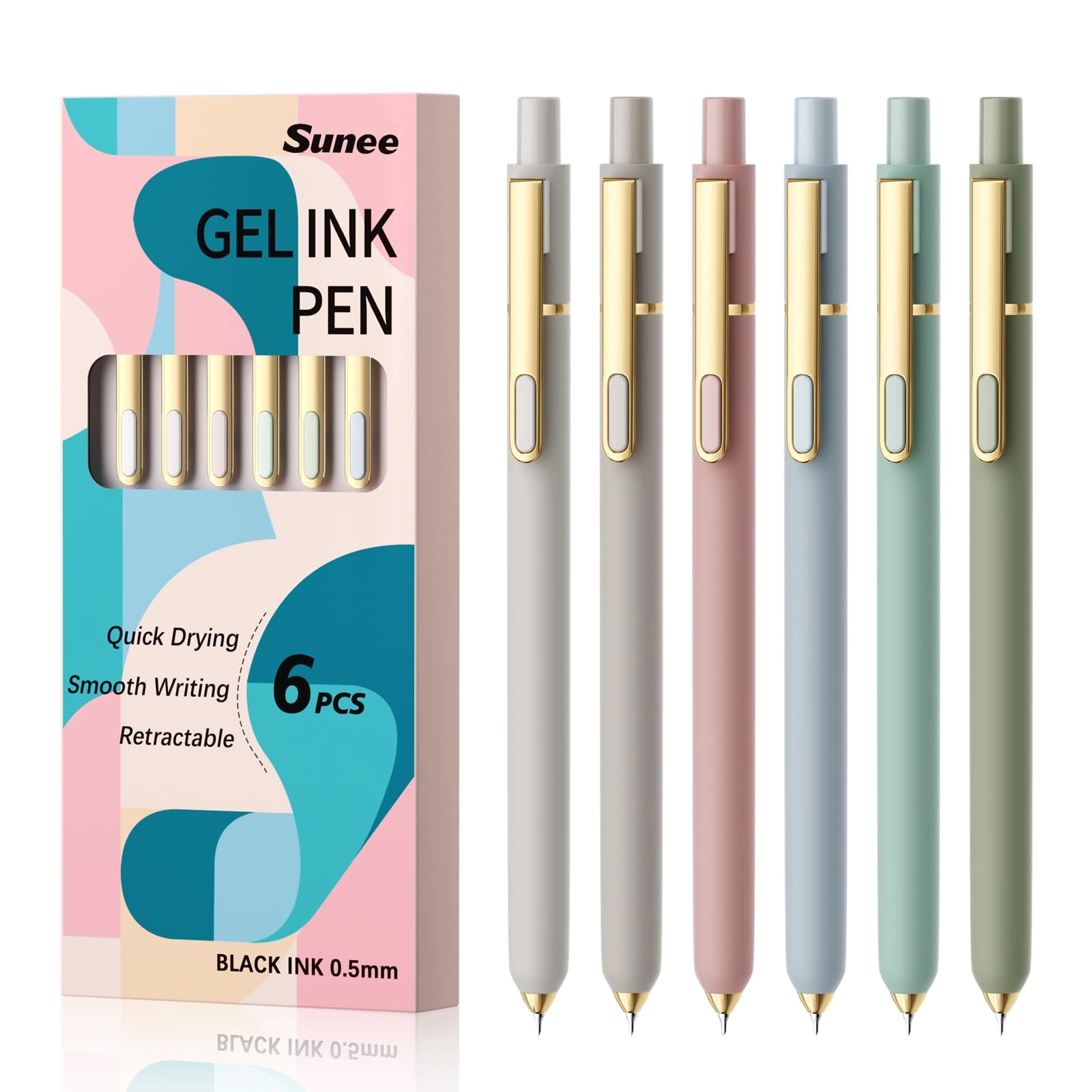 sunee Gel Pens - 6 Pack 0.5mm