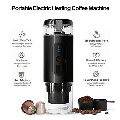 Portable Espresso Machine - 60 Milliliters Compatible with Ground and NS Capsules