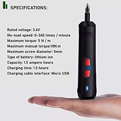 Cordless Electric Screwdriver - 5N·M MAX Rechargeable USB Charging