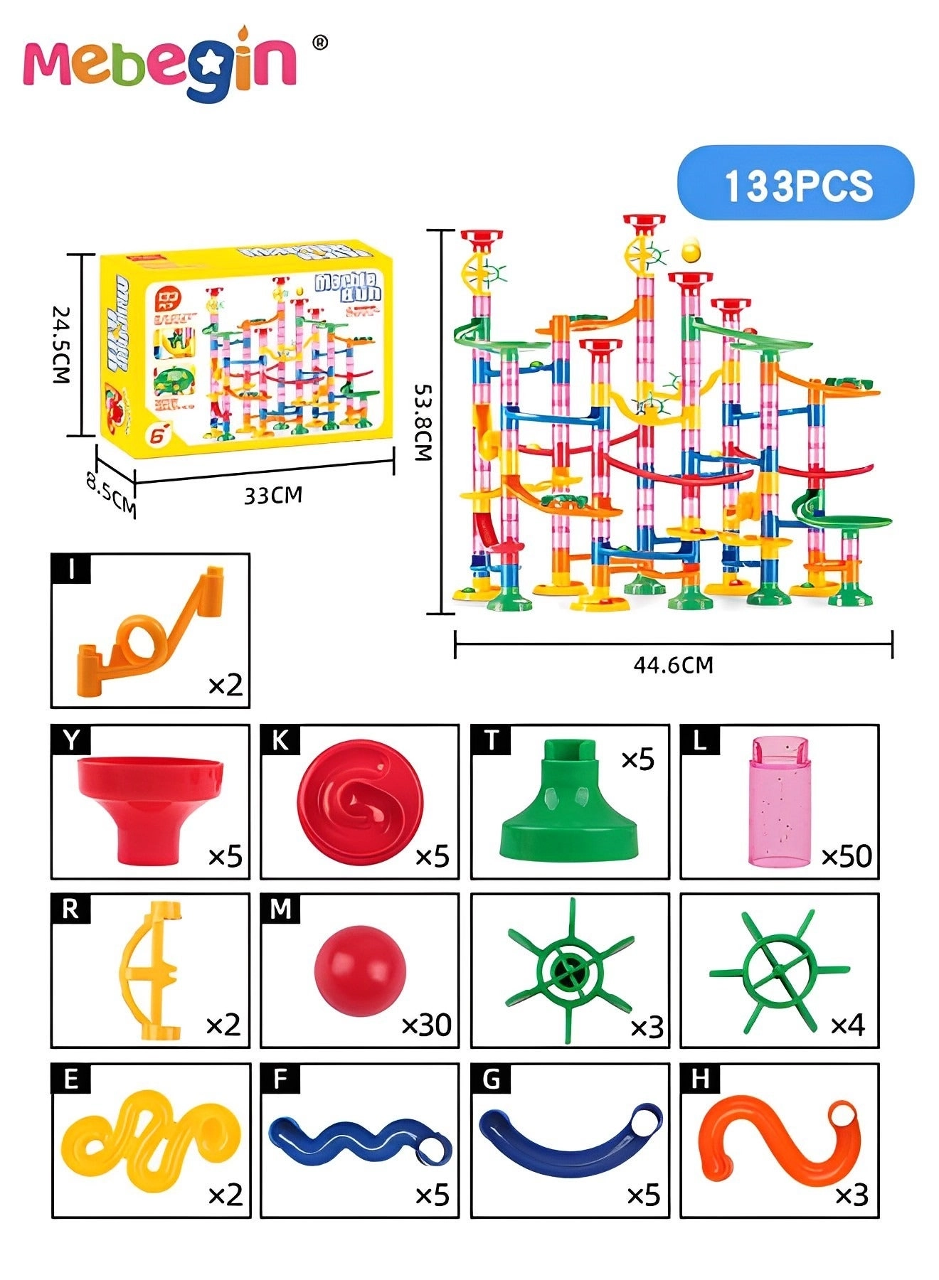 Marble Run Set - Construction 133pcs