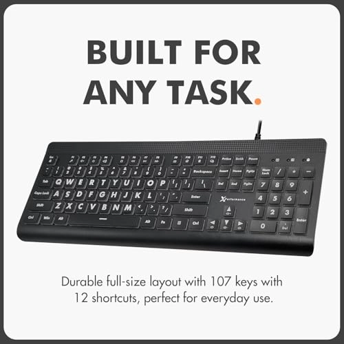 Backlit Large Print Keyboard - Full Size USB|USB-A