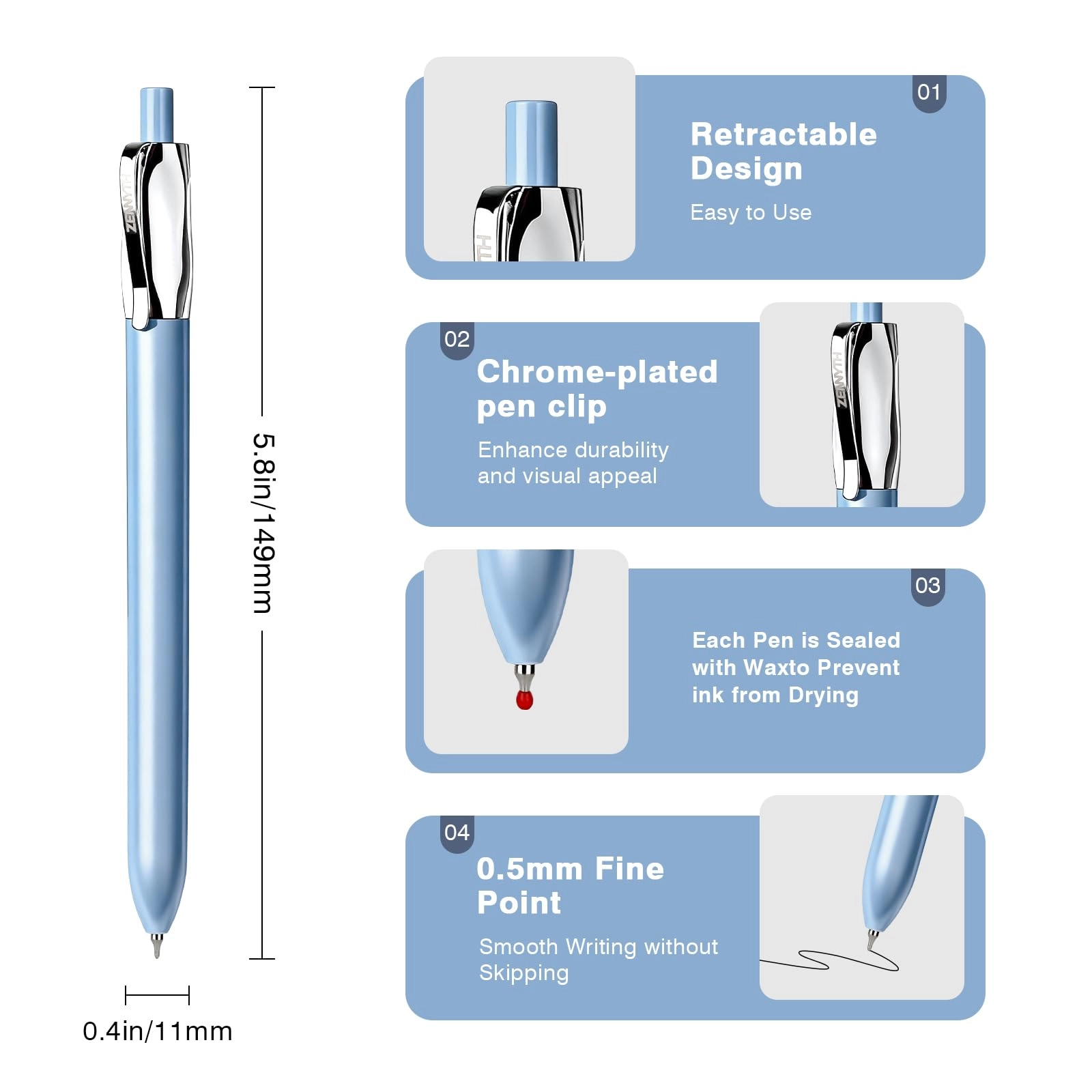 Gel Pens - 5.0 Count 0.5mm Millimeters