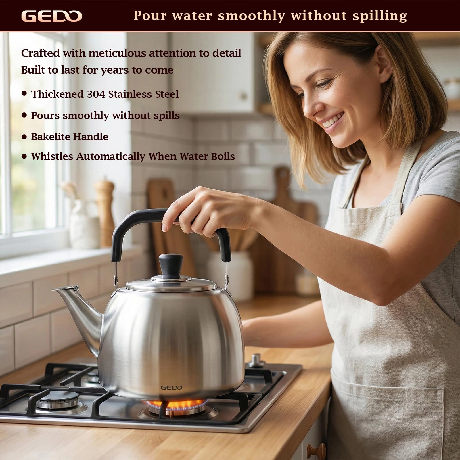 Stainless Steel Whistling Tea Kettle - 5.2 Quarts