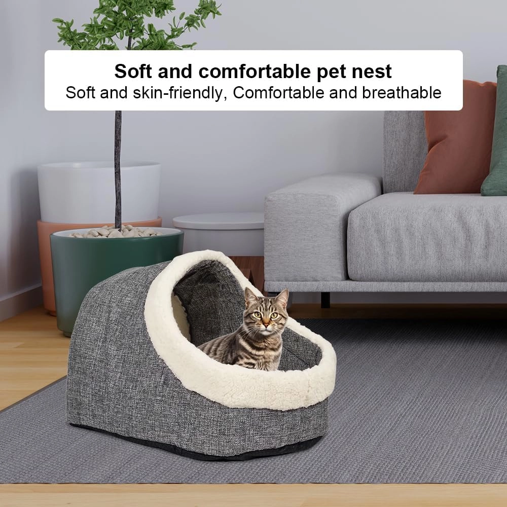 Semi-enclosed cat cave bed - 35 cm soft lamb wool