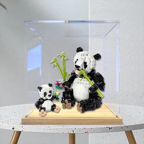 Display Case for Lego 31165 - Dustproof Clear Walnut Base