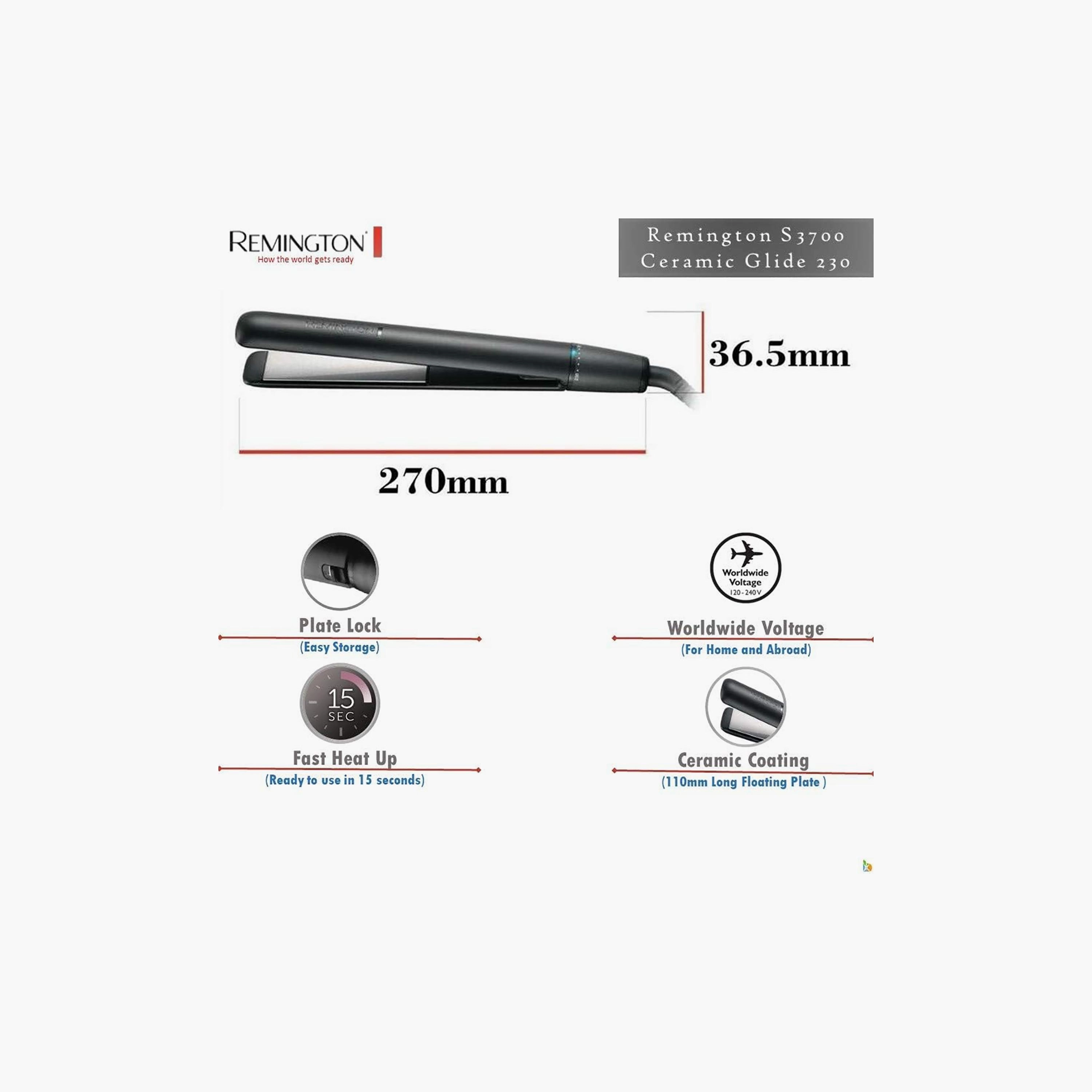 Hair Straightener S3700 - Black 1.8 metre cord