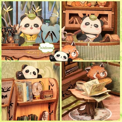 Book Nook Kit - Panda Bookshop Miniature