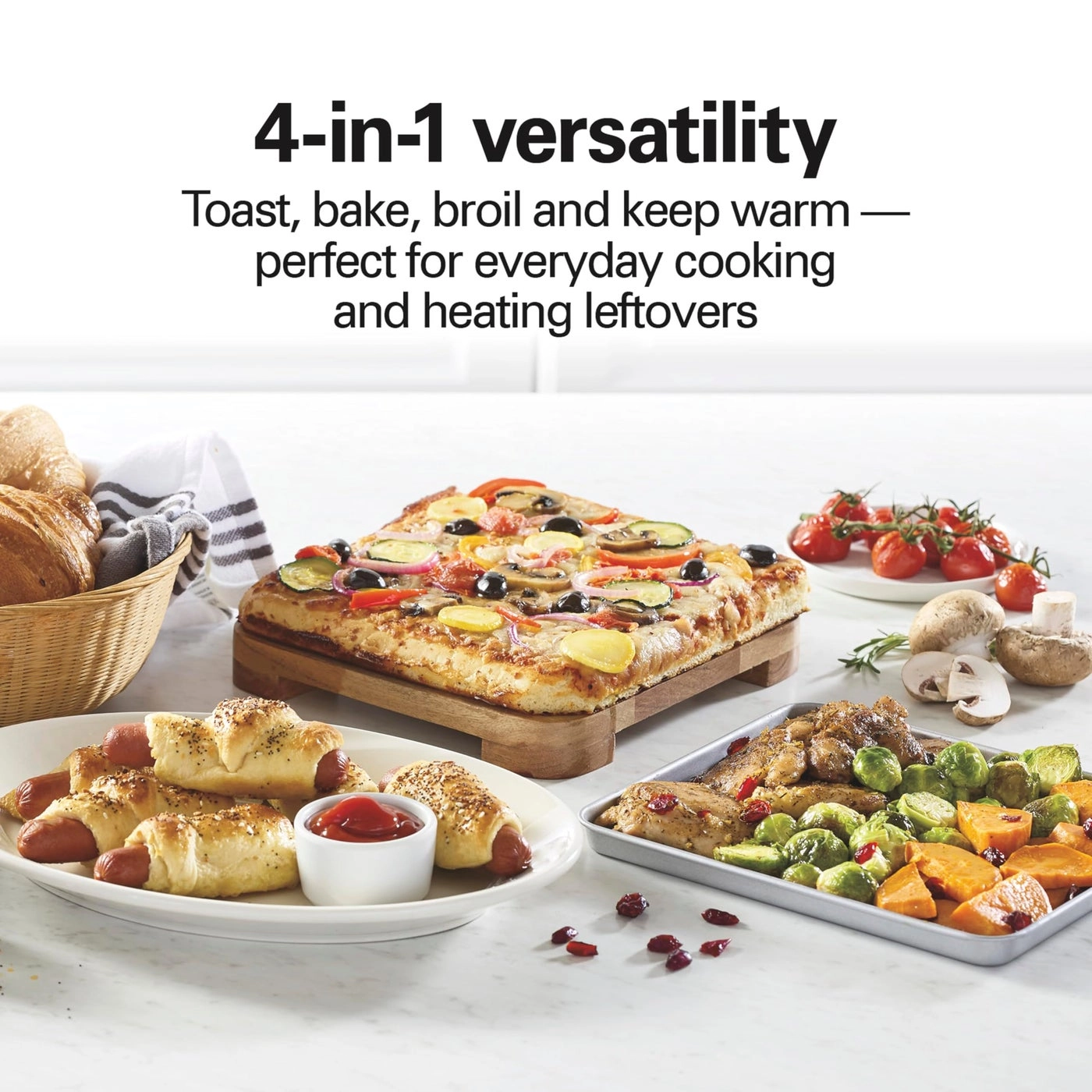 Countertop Toaster Oven & Pizza Maker - Large 4-Slice Capacity Stainless Steel
