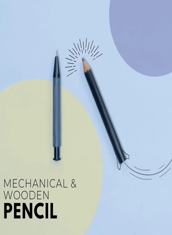 All in One Stationery Kit + Skyline Wooden Pencils - 2pack + Jumbo size eraser - 4pcs + Ergo Tip Sharpener - 6pcs + Geotrix Compass - Wooden & Mechanical Pencil + Mechanical Pencil + BTS essential kit
