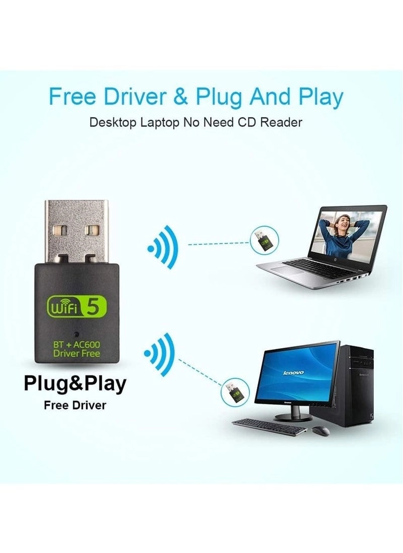 USB WiFi Bluetooth Adapter - 600Mbps Dual Band 2.4/5Ghz
