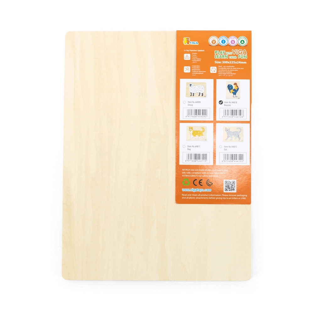 Montessori Wooden Knob Puzzle Set Rooster - Suitable for 18 months & above 8 pieces