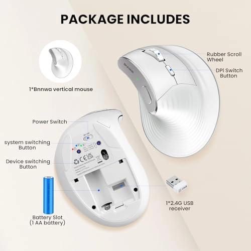 Vertical Ergonomic Mouse - Bluetooth 2.4G