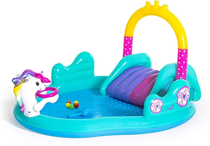 COLOR LAND CHILDRENS TOYS CENTER LLC Magical Unicorn Carriage - inflatable double slide water sprayer