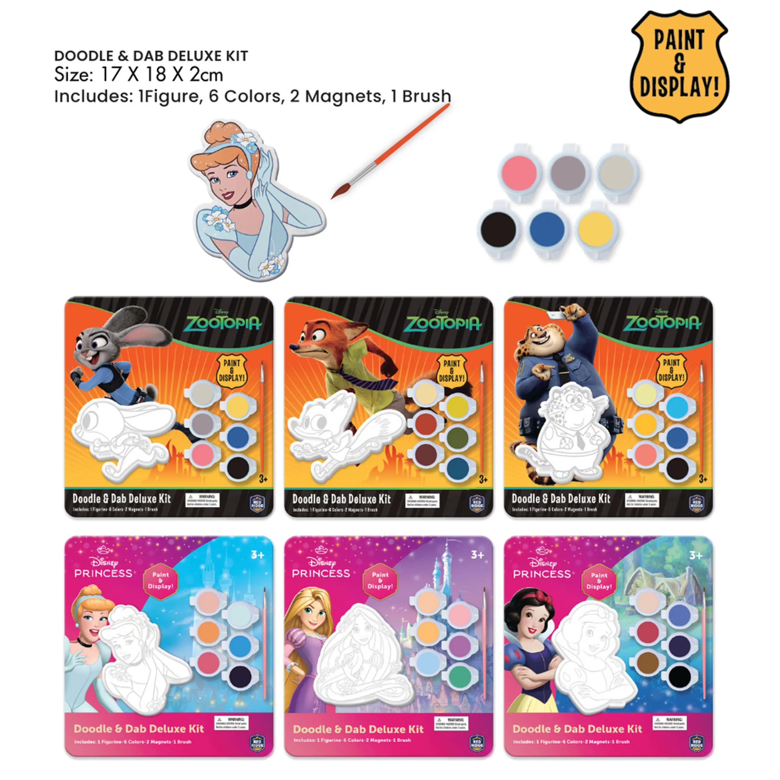 Cinderella Figurine Kit - Doodle And Dab Deluxe 6 Colors