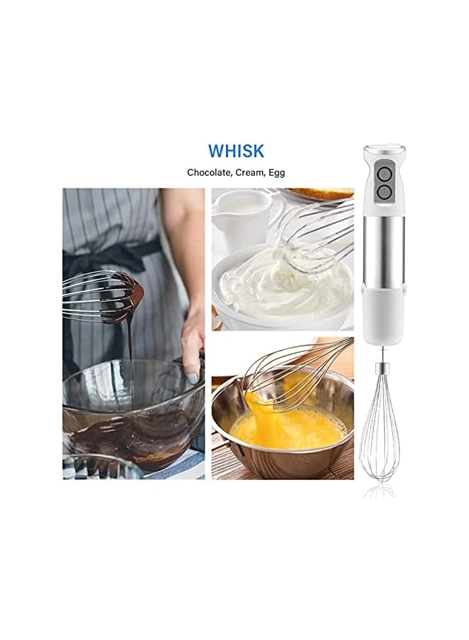 Hand Blender - 4-In-1 (Chopper & Whisk) 6-Speed BPA-Free Attachments