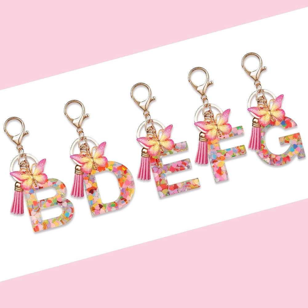 Initial Letter Keychain - Butterfly