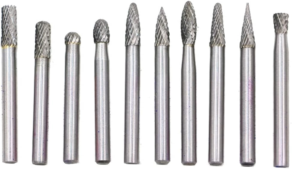 woobles Tungsten Carbide Burr Bits - Tungsten Steel YG8 10pcs 6mm