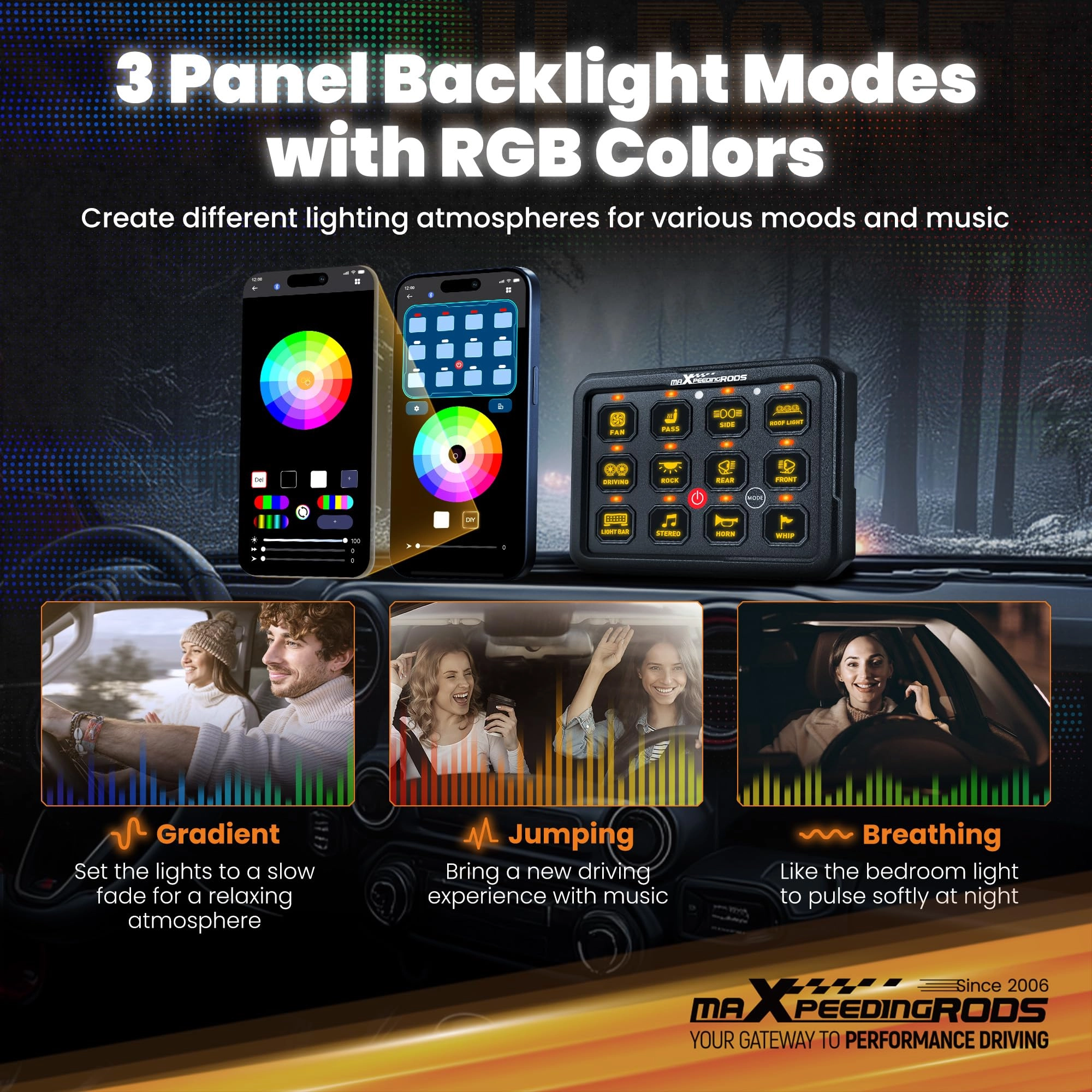 RGB Remote App Control Switch Panel - 12 Gang 12/24V