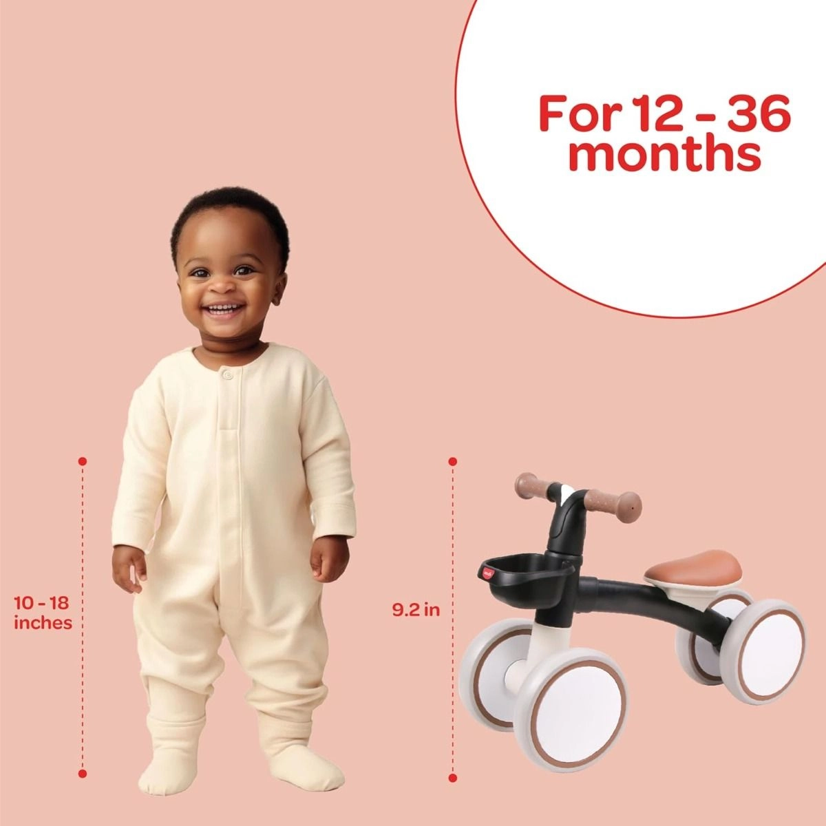 Glide Baby Balance Bike - Black 1-3 Years