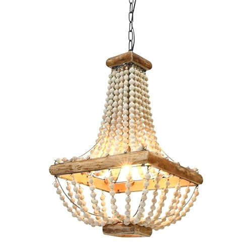 DA1910 - Wood & Metal Framed Chandelier Wood Bead Draping