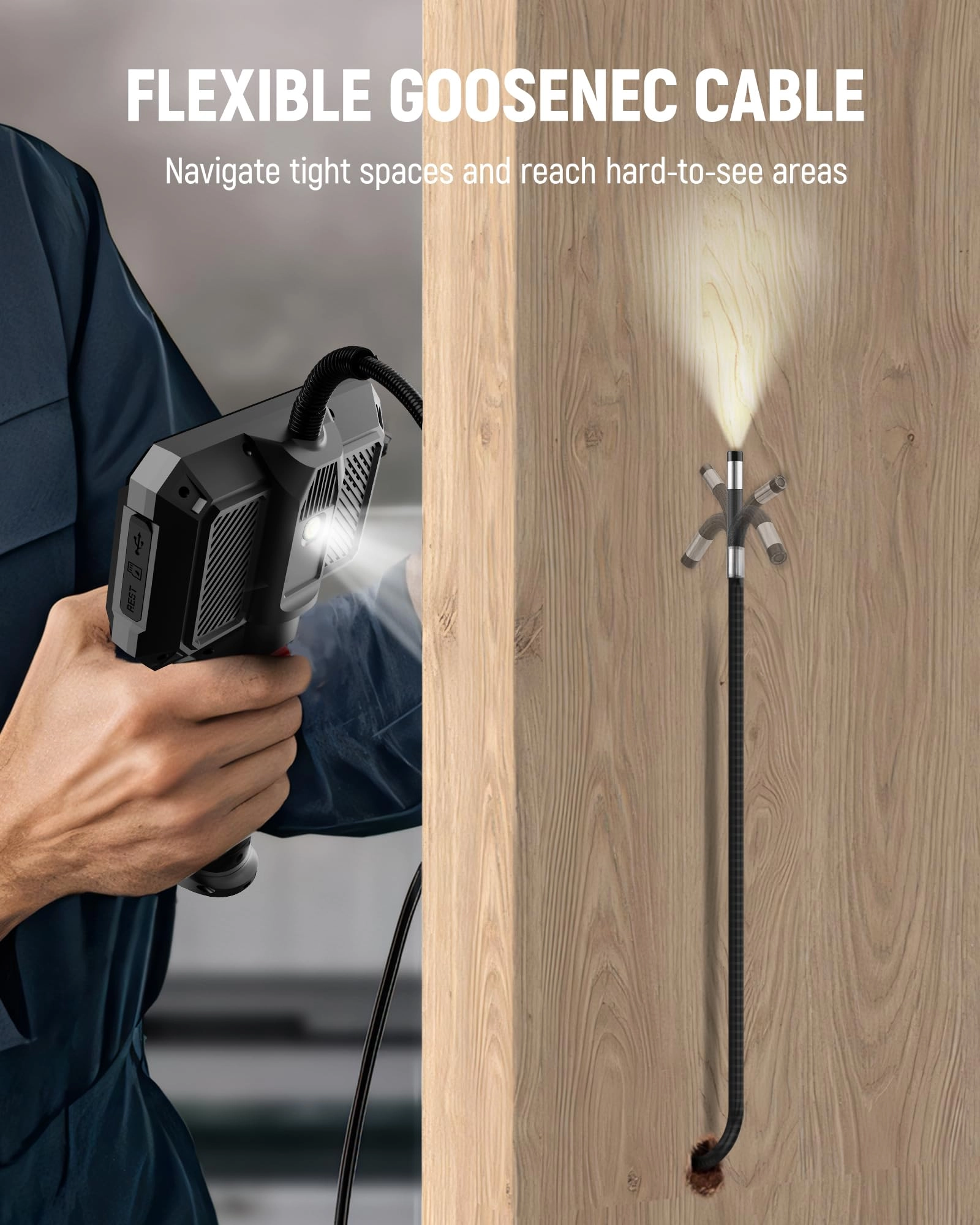 Two-Way Articulating Borescope Camera - 0.25in 5.3FT