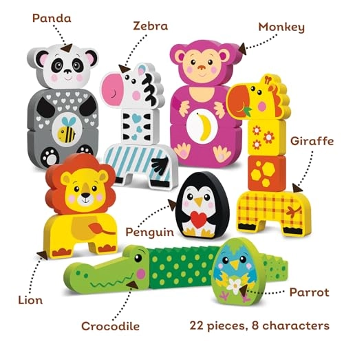 Wooden Blocks Friendly Zoo - 12 months and up 22 pieces