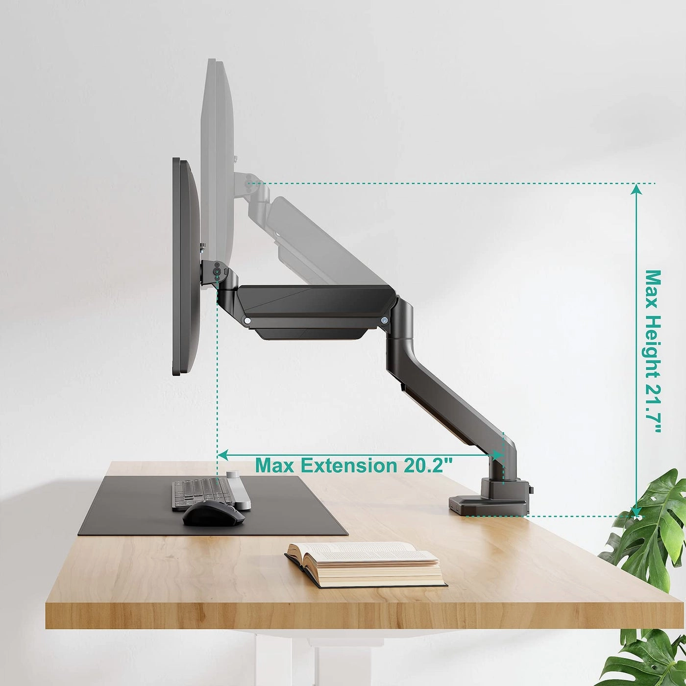 Gas Spring Desk Mount - 35 inch VESA 75 and 100