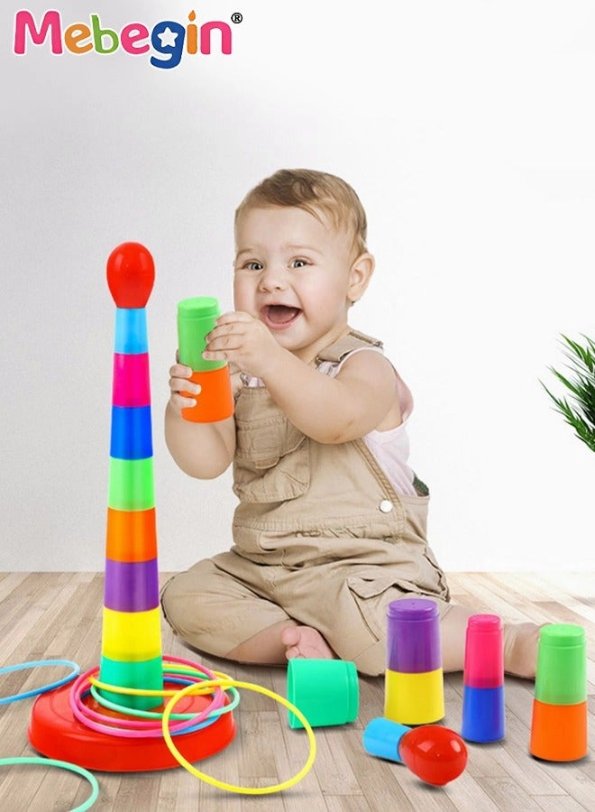 Ring Toss Game Set - 3+ Years 1 Pcs Stacking Cups, 8 Pcs Rings