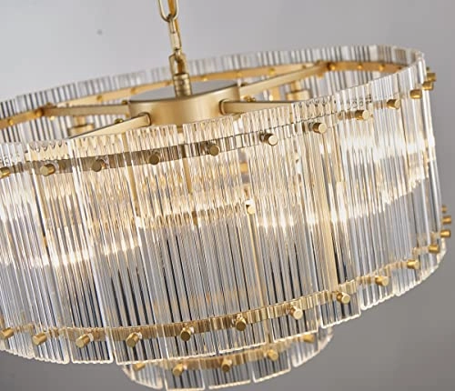 Moder Glass Chandelier - Doule Layer Drum 5-Light