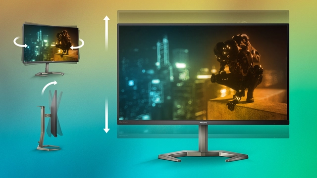 Tilt, swivel and height-adjust for an ideal viewing position