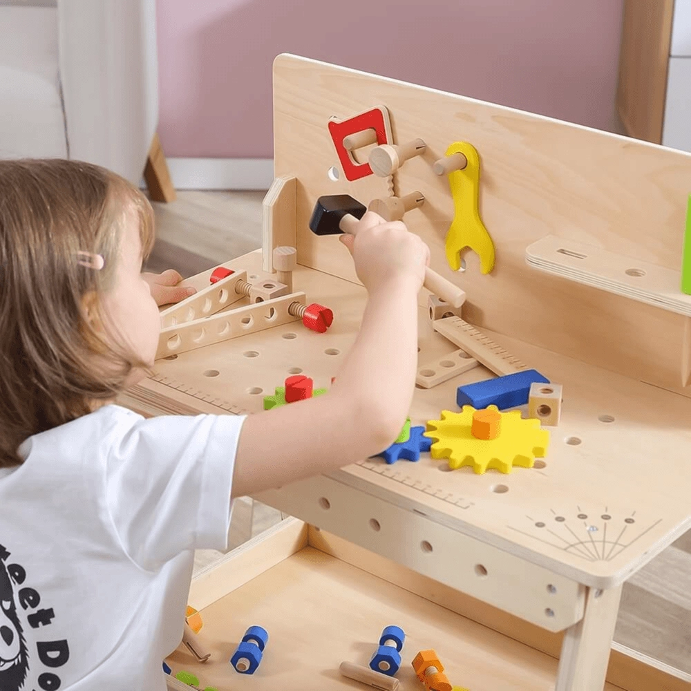 Wooden Tool Bench With Accessories Pretend Playset (29464294-44589)