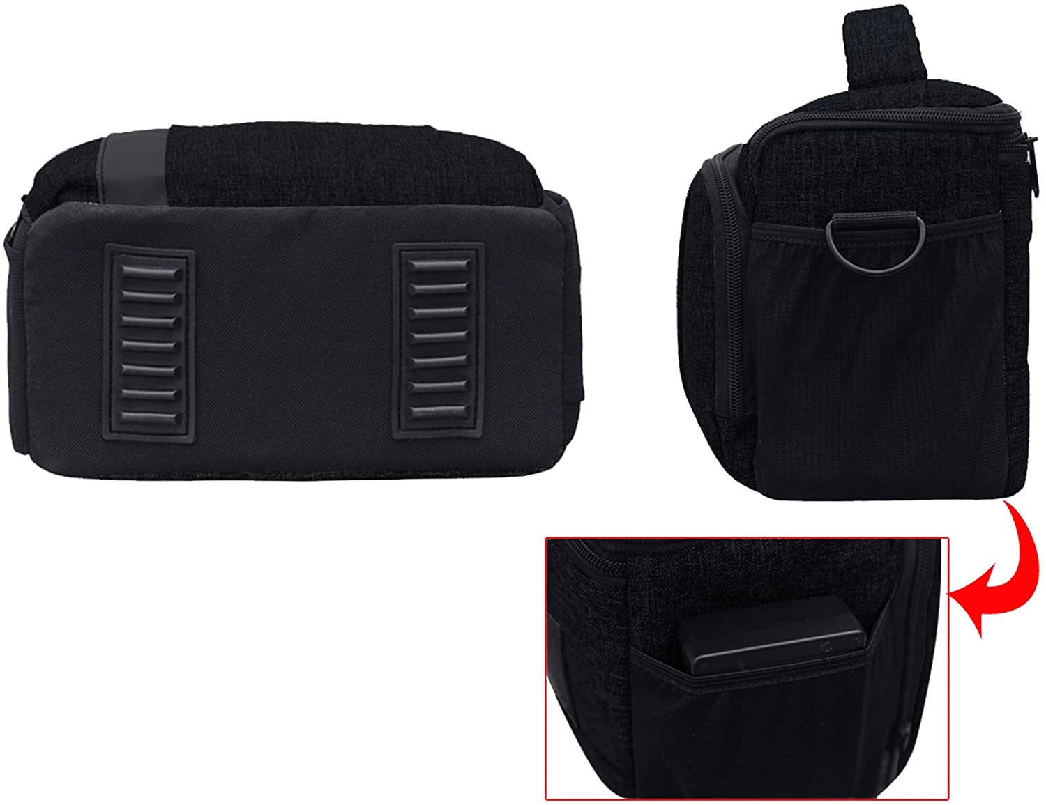 Bl-26 - Black Messenger Canvas DSLR Camera Bag