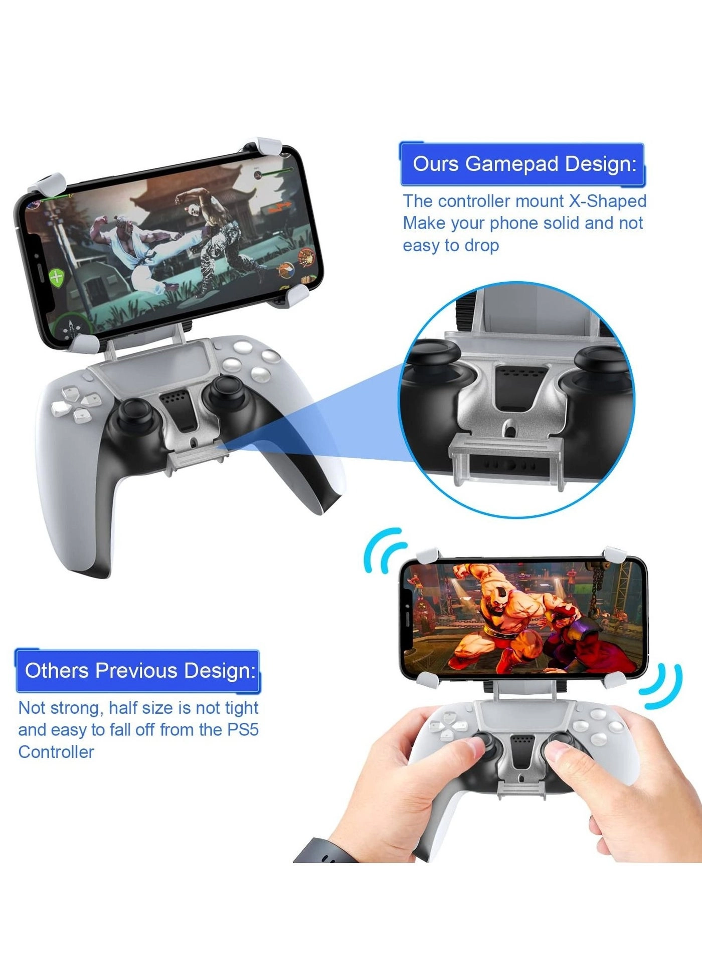Mobile Phone Game Clip for PS5 Controller - Wireless