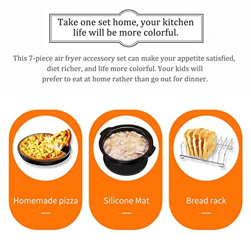 cake baking barrel + pizza pan + air fryer liners + silicone mat + cupcake pan + skewer rack + skewers + toast rack + metal holder + oil brush + plate gripper + silicone molds + silicone gloves - Stainless steel + silicone 12pcs/set