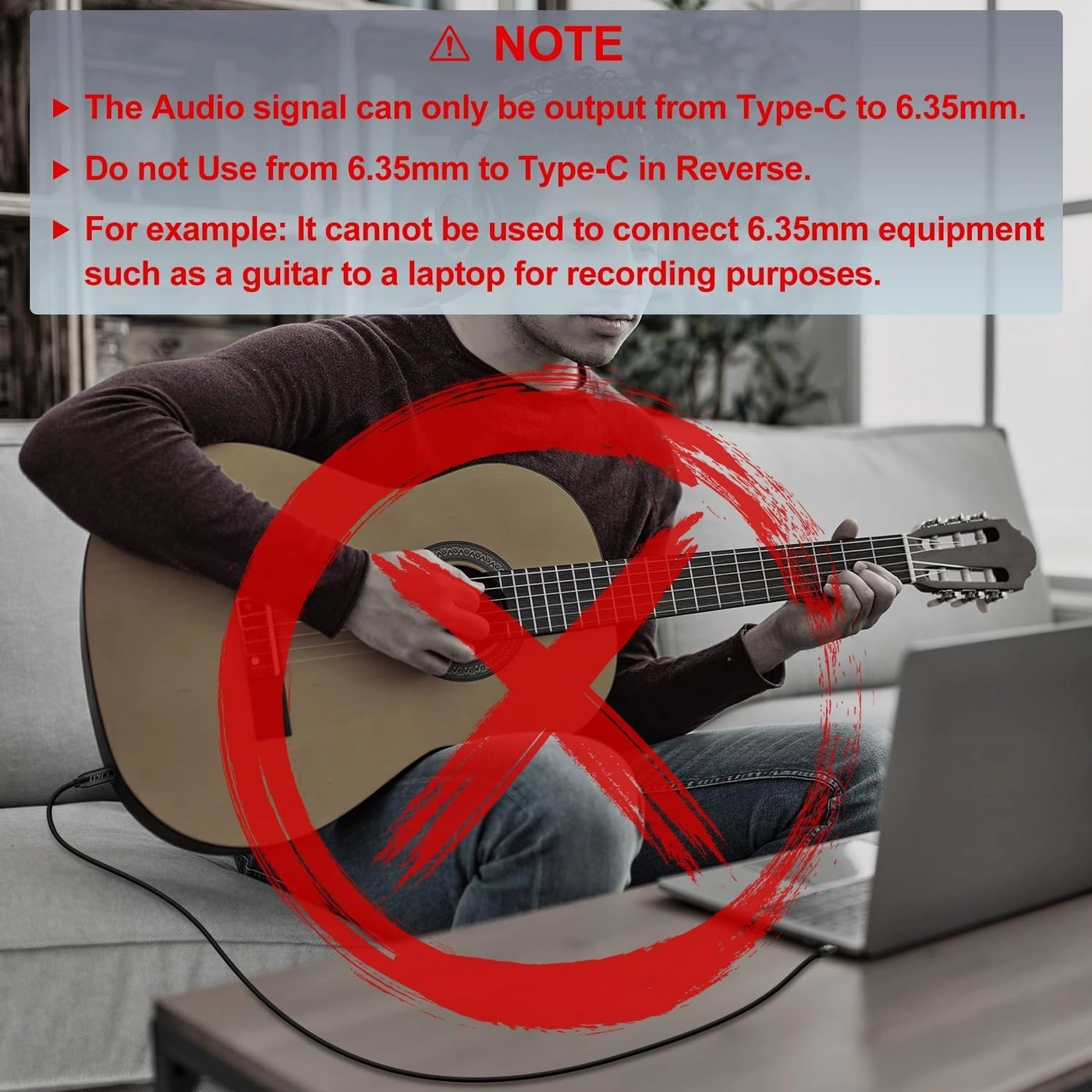 Cable for iPhone 16/17 Series - USB-C to 6.35mm 1/4 inch TS - 6.5 Feet