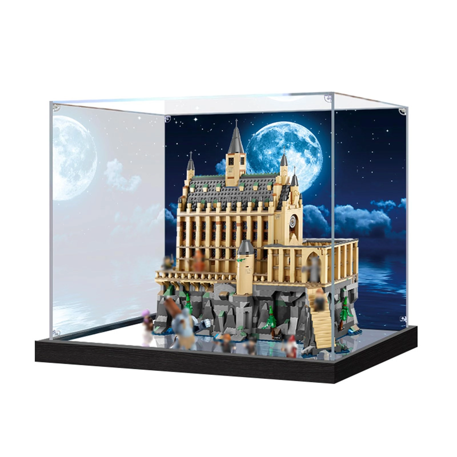 TIANQING Acrylic Display Case - Dustproof 50 x 25 x 45 cm With Background+mirror