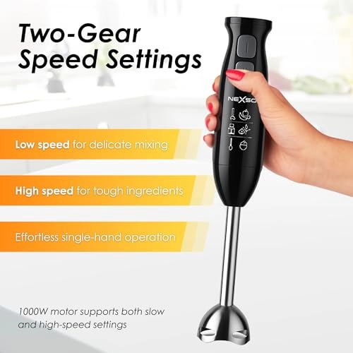 Hand Blender - 4-in-1 Multi-Function Two-Speed Control Stainless Steel Blades