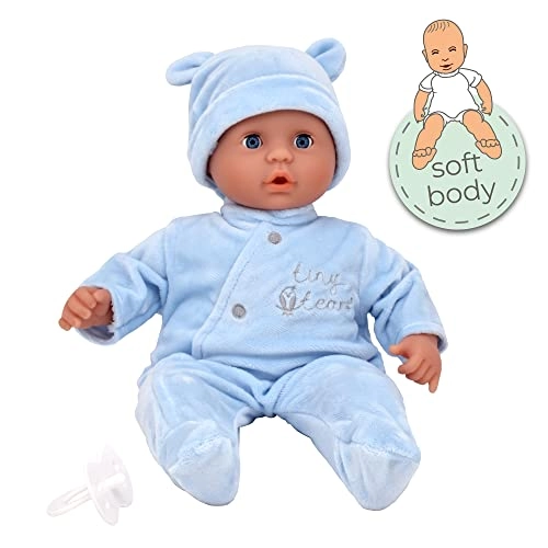 Tiny Tears Baby Soft - 38cm soft bodied sleeping eyes deluxe blue outfit Ages 10m+