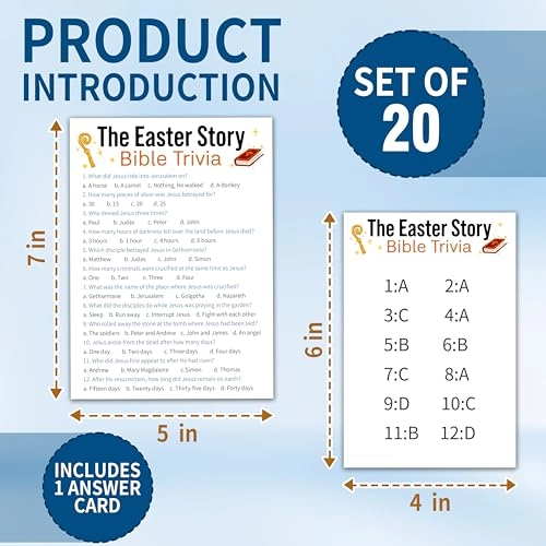 Easter Game Cards - 16 years and up 20 game cards & 1 answer card