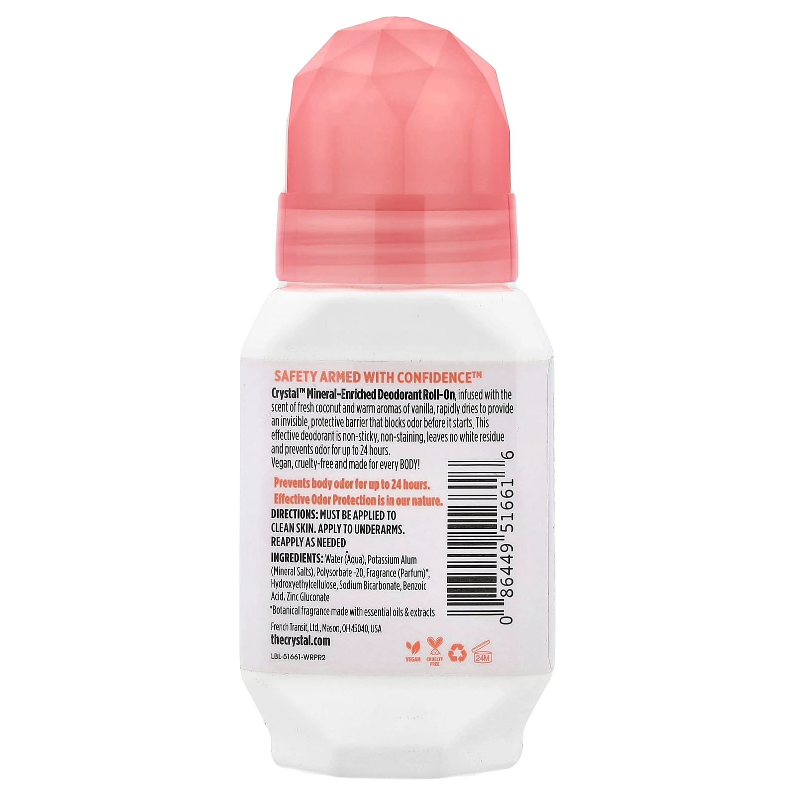 Mineral-Enriched Deodorant Roll-On - Coconut & Vanilla 2.25 fl oz (66 ml)