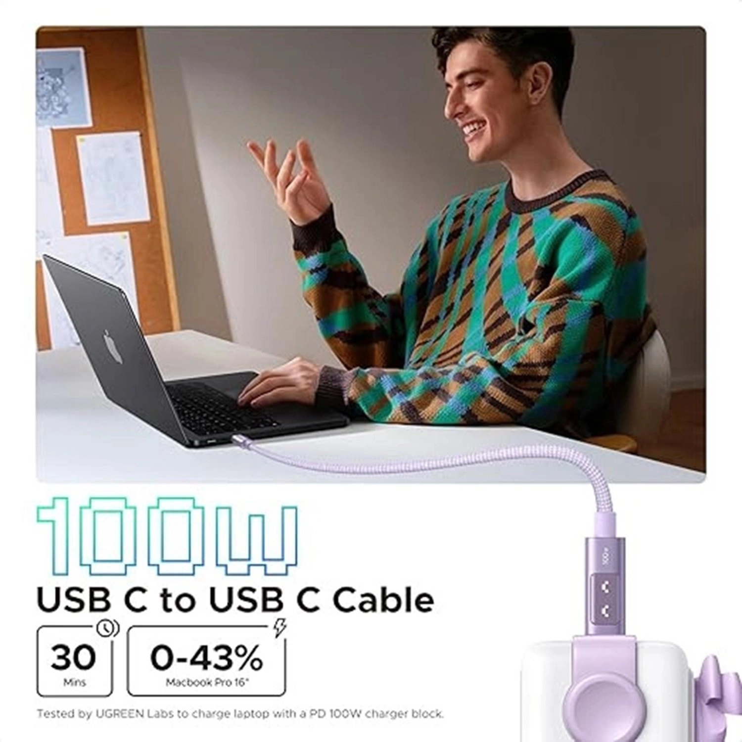 Uno 100W Cable USB-C to USB-C 1m