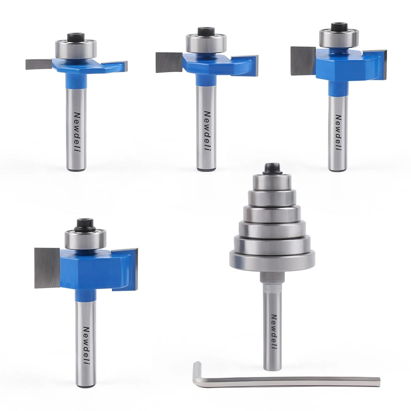 Newdeli Rabbet Router Bit Set - 1/4 Inch Shank 4Pcs