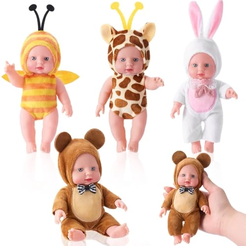 Mini Reborn Baby Doll - 7 inch Polyvinyl Chloride 4 Pcs Gift Set Ages 3+